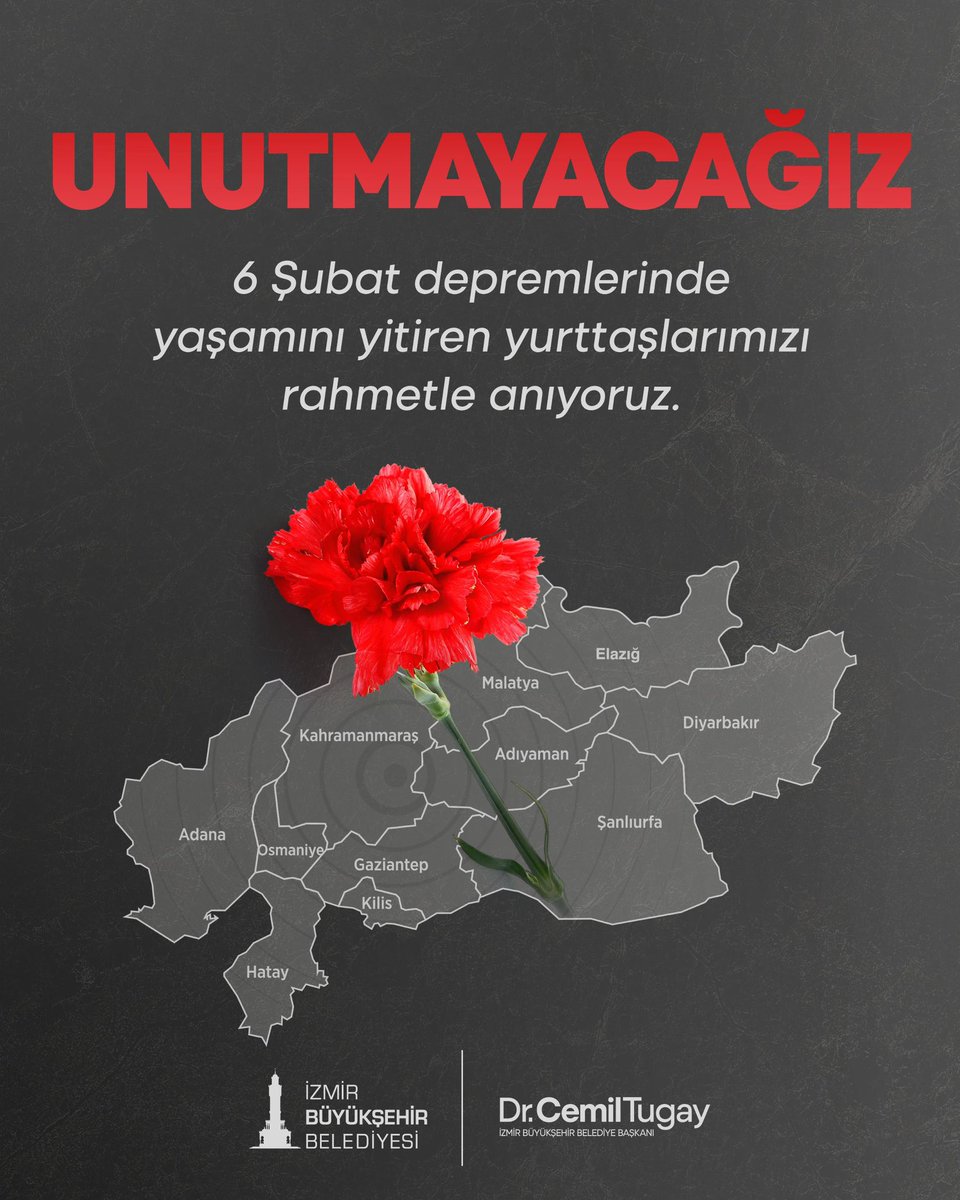 drcemiltugay's tweet photo. 6 Şubat depremlerinin üzerinden üç yıl geçti; ancak yitirdiğimiz on binlerce canın acısı hâlâ yüreklerimizde…

11 şehrimizde silinmez izler bırakan büyük felaketin yıl dönümünde kaybettiğimiz yurttaşlarımızı bir kez daha sevgi, saygı ve rahmetle anıyoruz.

İzmir olarak depremden etkilenen şehirlerimizi ilk gün de yalnız bırakmadık; bugün de yanlarındayız. Dayanışma köprüleri kurmaya, yardımlar göndermeye ve yurttaşlarımızın sesini duyurmaya devam edeceğiz. Yaralarımızı hep birlikte saracağız.