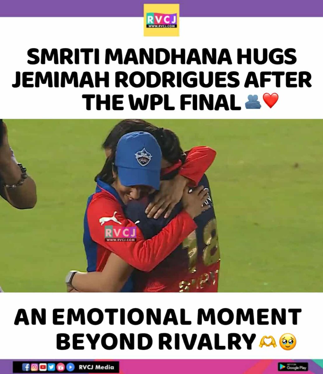 RVCJ_Sports's tweet photo. Pure respect, pure emotion — moments bigger than the game 🤍🏏
#WPL #CricketLove #Respect #Sportsmanship #WomenInCricket #CricketMoments #BeyondRivalry #GameSpirit #WPLFinal #CricketFans #EmotionalMoment https://t.co/Fm1FecQ9hF