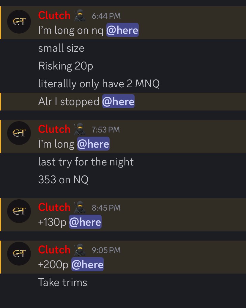 ClutchTradess's tweet photo. Bottom ticked NQ and ofc gave the discord the entry. This is just what we do. $SPY $QQQ $NQ $ES https://t.co/UaDQTKR0FO