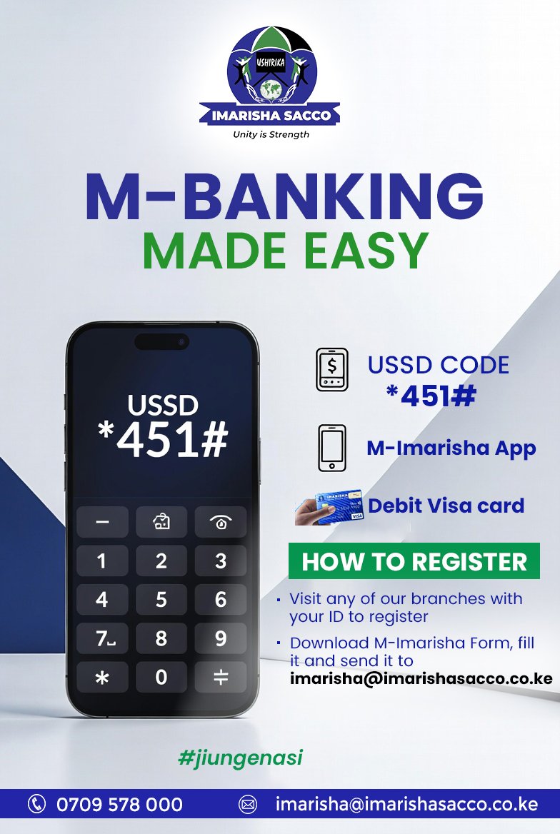 ImarishaSacco's tweet photo. Your phone already does everything.
Might as well let it handle banking too😎
M bank away, will you?
#imarishasacco #MBanking https://t.co/mNvlrDW1B7