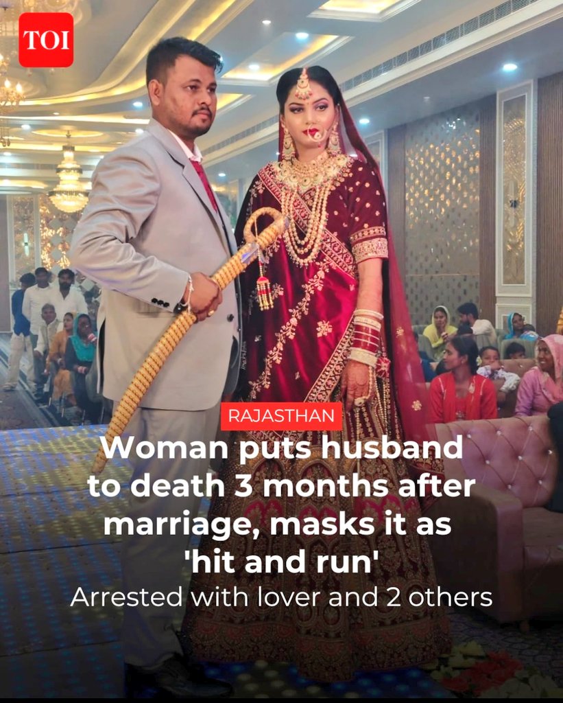 MenWelfare's tweet photo. Woman kills husband just 3 months after marriage, tries to mask it as a hit-and-run.
Arrested along with 2 others.
Crimes against husbands are invisible in data.
@NCRBHQ must add a separate column for #HusbandMurder.

Justice starts with acknowledgment. https://t.co/AiP8jbStJv