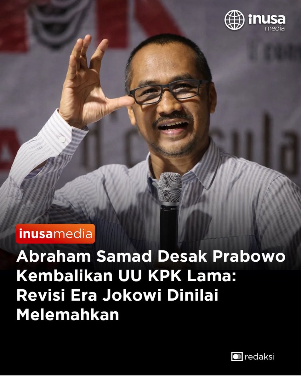 <a href="/DPR_RI/">DPR RI</a> ,<a href="/KPK_RI/">KPK</a> ,<a href="/KejaksaanRI/">Kejaksaan RI</a> ,<a href="/bareskrim2018/">Bareskrim2018</a> ,<a href="/prabowo/">Prabowo Subianto</a> ,<a href="/MahkamahAgung/">Mahkamah Agung RI</a> , <a href="/mohmahfudmd/">Mahfud MD</a> ,<a href="/KompasTV/">KOMPAS TV</a> ,<a href="/tribunnews/">Tribunnews.com</a> ,<a href="/tempodotco/">tempo.co</a> ,<a href="/Metro_TV/">METRO TV</a> ,<a href="/tvOneNews/">tvOnenews</a> 
Sehatusnya KPK mandiri, inde -penden makanya UUK hrs kembali ke UU lama