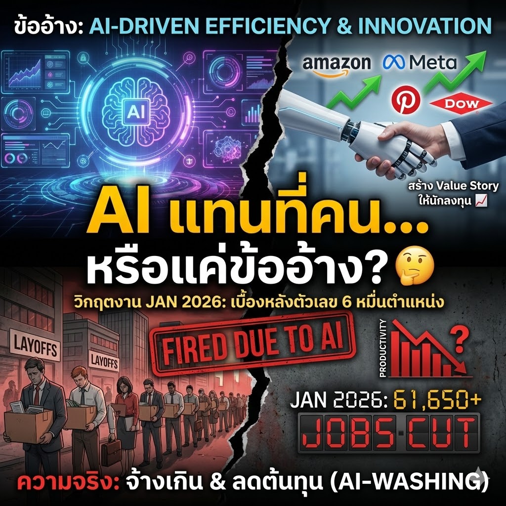 0xairdropfarmer's tweet photo. 🚨 มกราคม 2026 เดือนเดียว ตำแหน่งงานถูกตัดไปกว่า 61,650 ตำแหน่ง

Amazon 16,000 | Pinterest 15% | Dow 4,500 | Nike, Shopify, Expedia อีกเพียบ

แต่คำถามสำคัญคือ... AI แทนที่คนจริงหรือแค่ข้ออ้าง?

🧵 มาดูเรื่องจริงที่เพิ่งเกิดในปี 2026 👇 https://t.co/7vKvqHA5D0