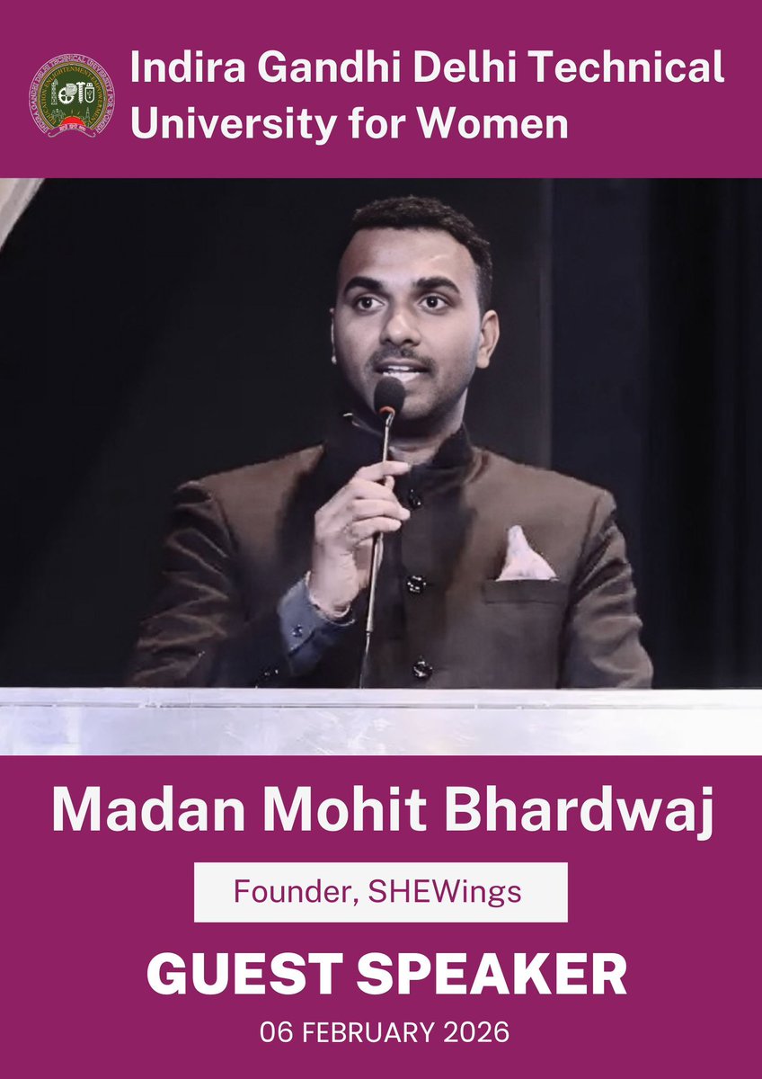 Glad to be invited as a #guestspeaker at the Entrepreneurship Festival at -#IndiraGandhiDelhiTechnicalUniversityforWomen
I’ll be sharing my journey of how a social enterprise scaled into a sustainable business—driven by purpose, resilience, and belief in impact. 
<a href="/IGDTUW_Delhi/">Indira Gandhi Delhi Technical University for Women</a>