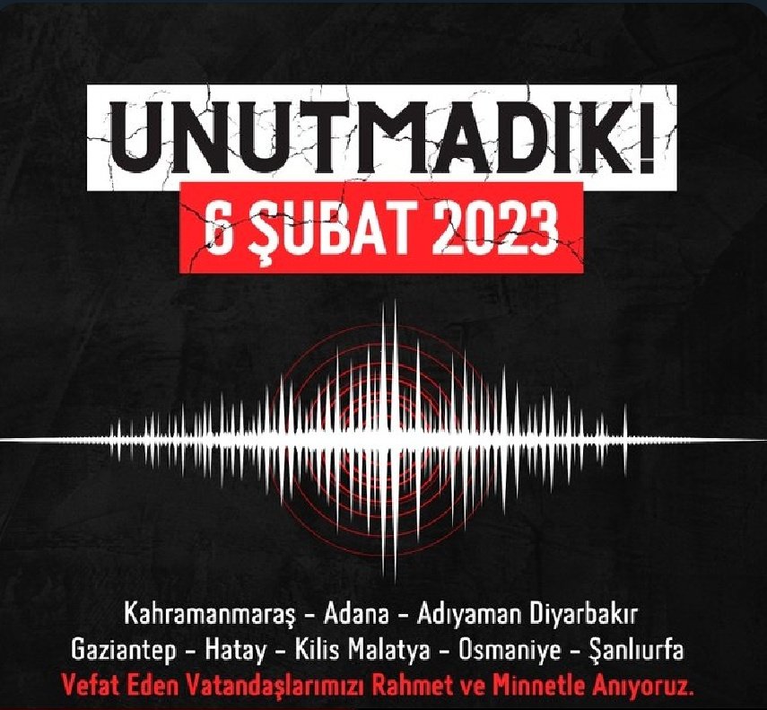 Asrın Felaketi 
Tüm hikayelerin yarım kaldığı, sabahı olmayan gecenin adı.
Unutmadık,
Unutmayacağız. 
#6subat2023  #deprem 

Yüce Rabbim böyle bir acı bir daha yasatmasin 🤲🏻