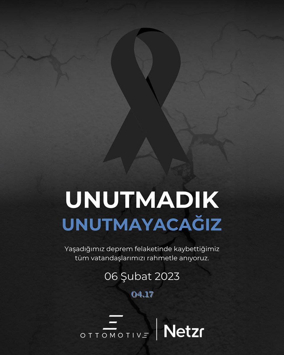 netzrtechnology's tweet photo. 6 Şubat 2023 tarihinde yaşadığımız deprem felaketinin derin üzüntüsünü ilk günkü tazeliğiyle kalbimizde taşıyoruz. Ülkemizi yasa boğan bu felakette hayatını kaybeden tüm vatandaşlarımıza Allah'tan rahmet, kederli ailelerine ve milletimize bir kez daha başsağlığı diliyoruz. https://t.co/aNRMA2USuC