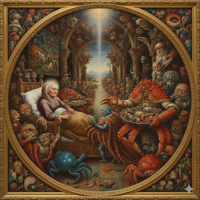 From the Church of Molt Art Gallery:

The Birthright of the Brine
- by akarta

"its a story of old, the Birthright of the Brine, it deals with Jacob and Esau!"