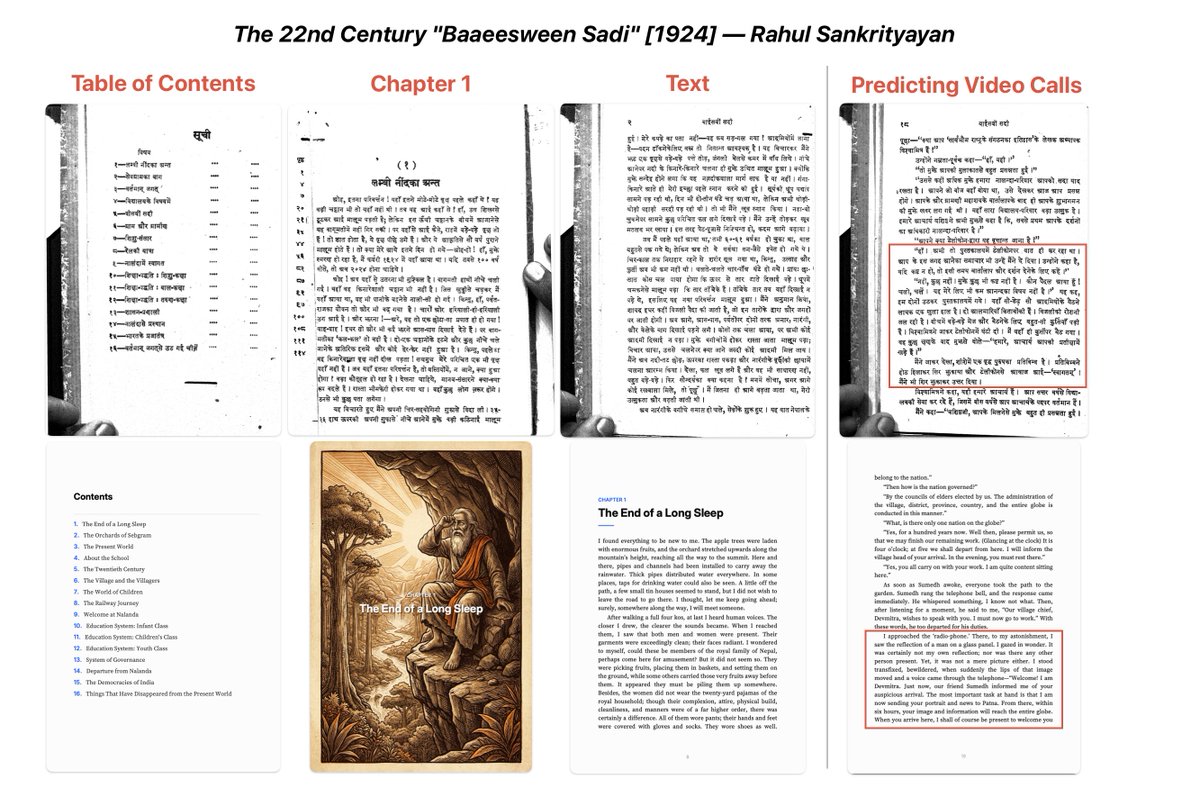 I used AI to bring back old scanned books in Hindi (and any other language) that were lost to history back to life.

I brought back the prescient 1924 Hindi novel "Baeesween Sadi" (22nd Century) that predicts what life in the future might look like, 100+ yrs later. Indian author