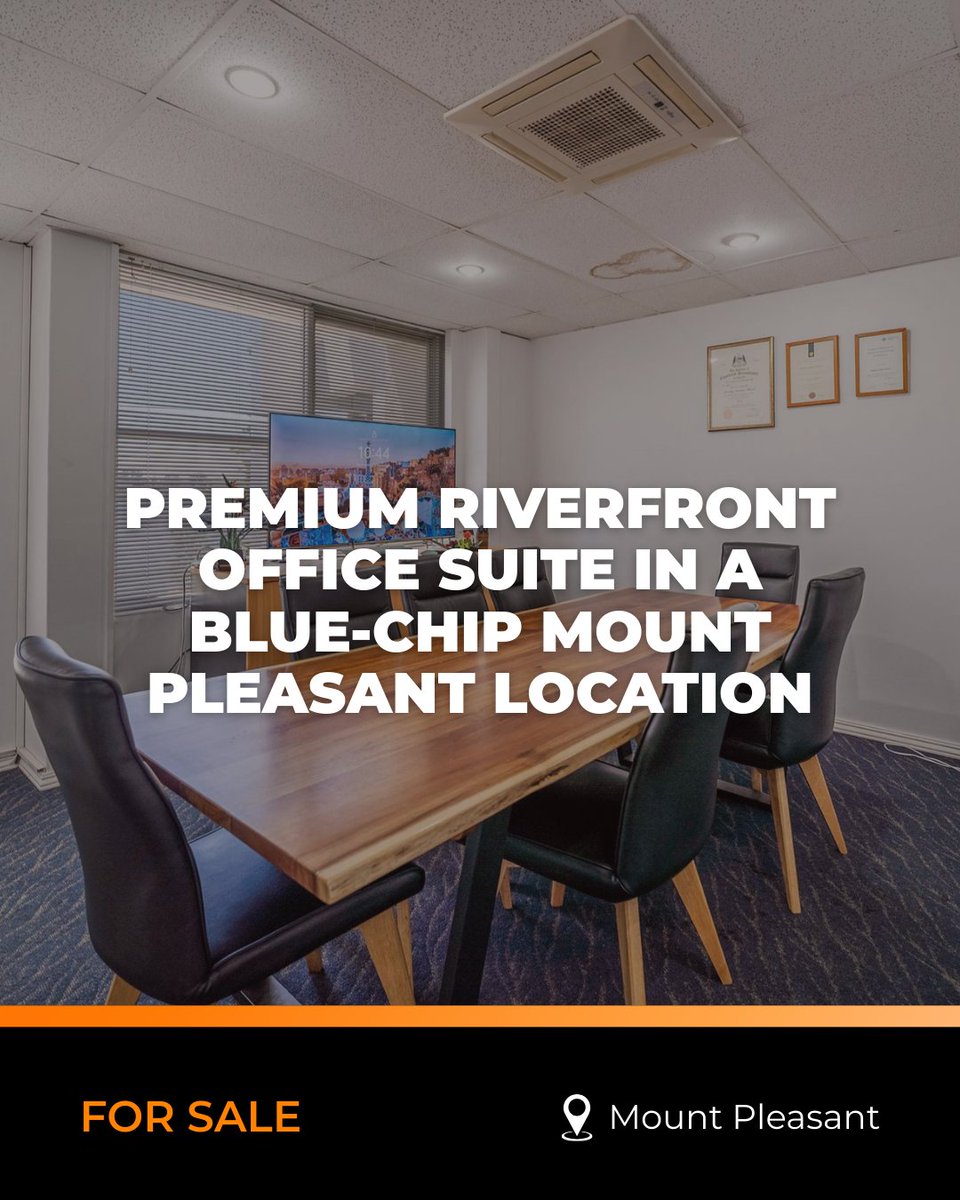 MVPCommercial's tweet photo. 🚀 FOR SALE | 𝟭𝟬/𝟳 𝗧𝗵𝗲 𝗘𝘀𝗽𝗹𝗮𝗻𝗮���𝗲, 𝗠𝗼𝘂𝗻𝘁 𝗣𝗹𝗲𝗮𝘀𝗮𝗻𝘁
Well-presented 60sqm riverfront office suite with strong natural light, partitions &amp; 2 car bays.
Prime Canning Bridge location.
Vacant possession offered.
📲 Contact Evan Costopoulos on 0417 175 200. https://t.co/ftULRIALSq