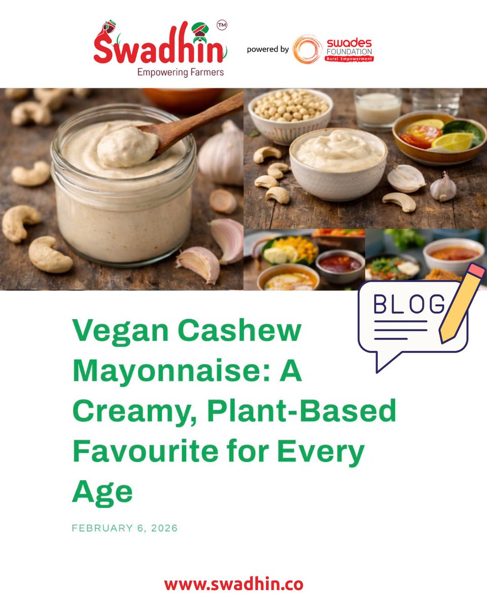WeAreSwadhin's tweet photo. Creamy, comforting, &amp; egg-free—vegan cashew mayo is that small upgrade that changes everything. Rich, gentle, and made with clean ingredients, it fits right into sandwiches, salads, and everyday snacks. Familiar, lighter, and quietly indulgent—just like home.

#PlantBased #Cashew https://t.co/qRR3zyrXNo