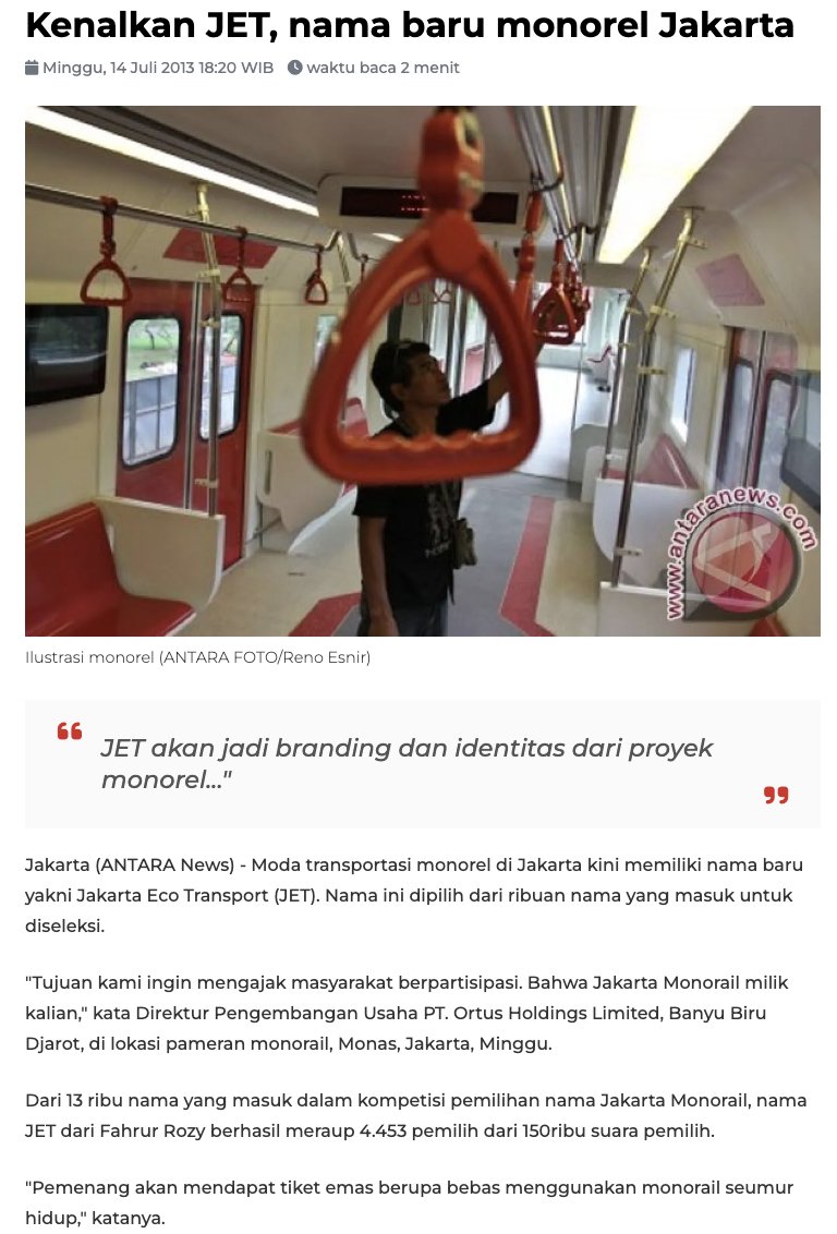 Ini yang kesian banget, menang hadiah tiket emas gratis naik Monorel seumur hidup tapi Monorelnya gak pernah kejadian WKWKWKWKKW