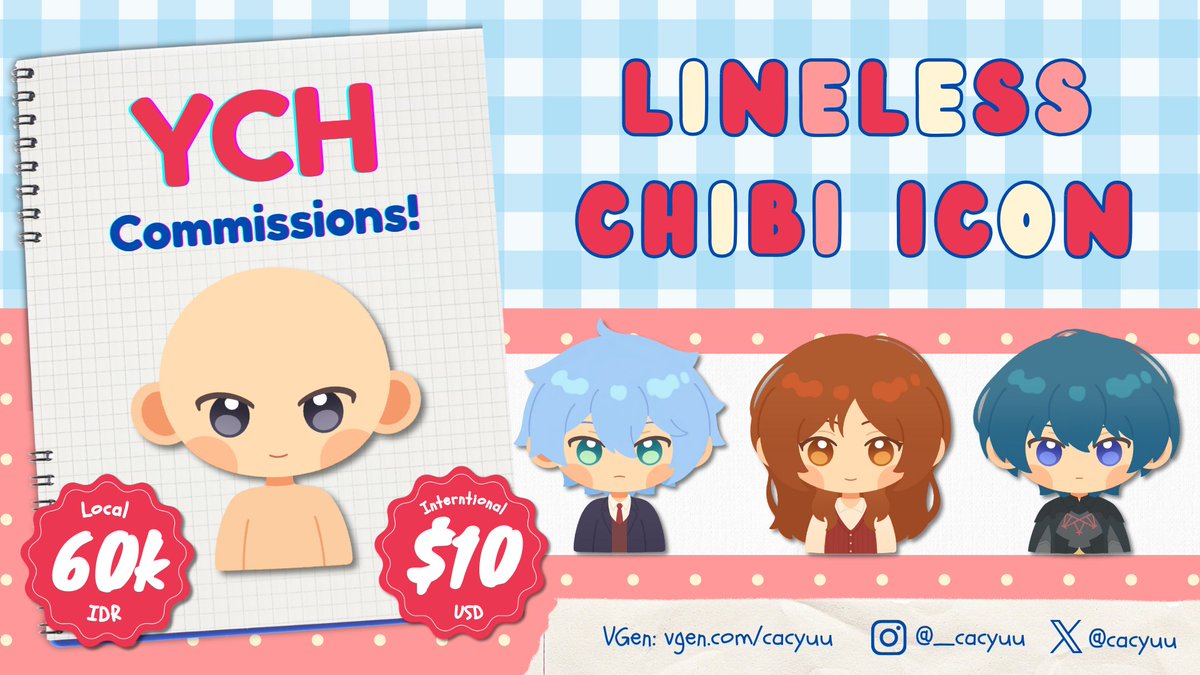 cacyuu's tweet photo. [ RTs appreciated! 🙏 ]

✨️OPEN C☆MMISSIONS✨️

Hello~ I've recently updated my comsheet! Now available through VGen for int'l clients! 🤩
🔗: https://t.co/gvxFFAUNCY

Please check details in the thread below! 🥹

#opencommission
#comms #zonajajan #artidn #VGenComms 

(1/4) https://t.co/Zsw1zyJZcN