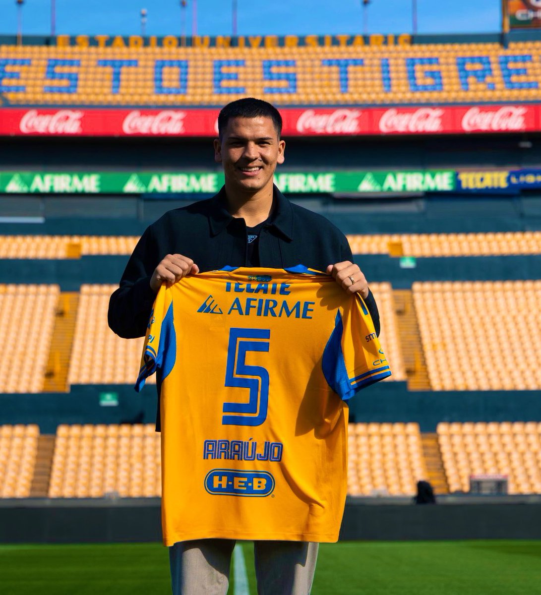 👕 César Araujo defenderá los colores de #Tigres portando el mítico número 5️⃣ en su dorsal. 

#DinastíaTigre #LigaMx #Clausura2026