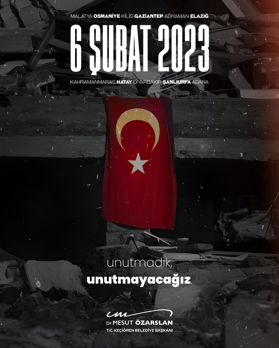 6 Şubat depremlerinin 3. yılında acımız hala taze, yüreğimiz hala dağlı.

Hayatını kaybeden tüm vatandaşlarımıza Allah’tan rahmet diliyorum.