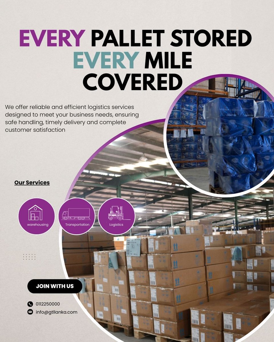 LtdOsm's tweet photo. We deliver quality service and store your goods with the utmost care

Call us today more information
☎ : 0112250000
📧 : info@gtllanka.com

#warehousing #transportation #cargo #logistics #smartwarehousing #supplychain #stored https://t.co/gfse4zZc3a