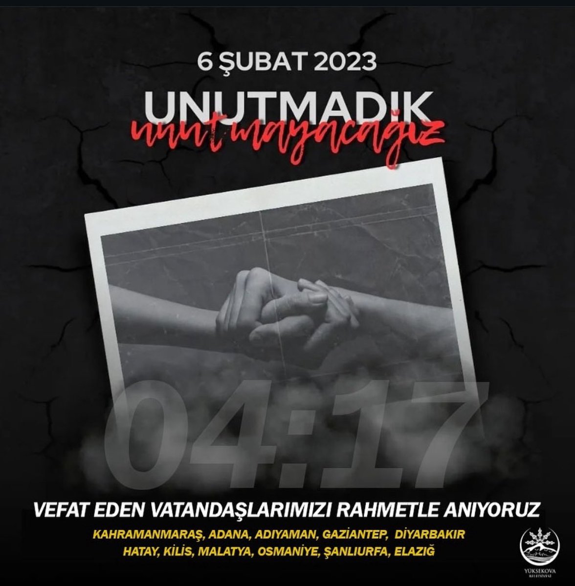 6 Şubat 2023’te yaşadığımız büyük deprem felaketinin acısı hâlâ yüreğimizde. Hayatını kaybeden vatandaşlarımızı rahmetle anıyor, yakınlarına sabır diliyoruz.

<a href="/sdiyekrmizigul/">Şadiye Kırmızıgül</a> 
<a href="/SoresDiri/">Şoreş DİRİ</a>