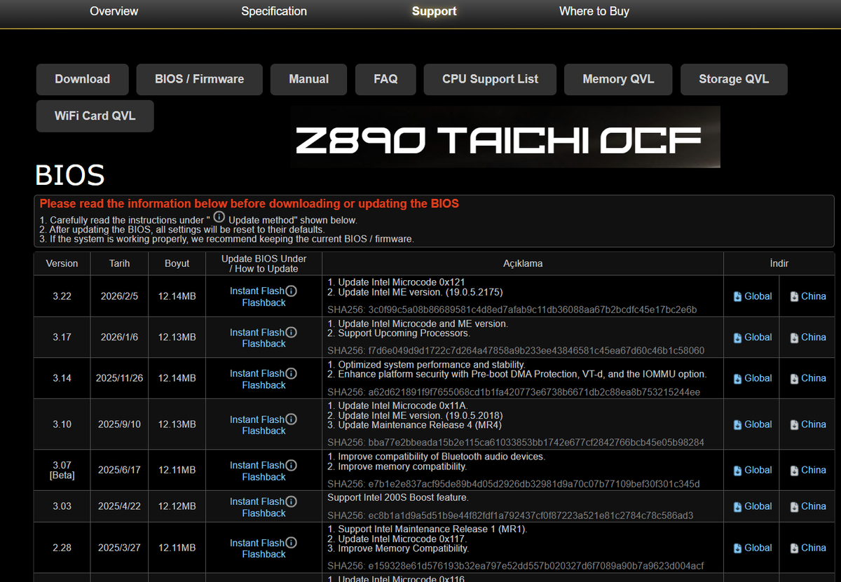 asrock updated the microcode of z890 taichi ocf to 0x121 too. msi