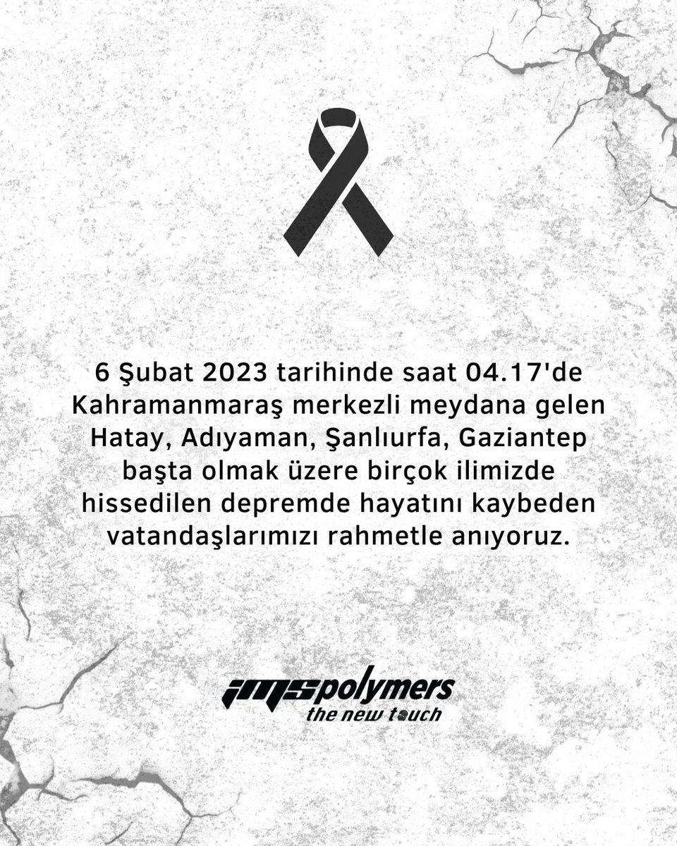 Kahramanmaraş merkezli meydana gelen ve birçok ilimizi etkileyen depremlerde hayatını kaybeden tüm vatandaşlarımızı saygı ve rahmetle anıyoruz.

#6subat2023