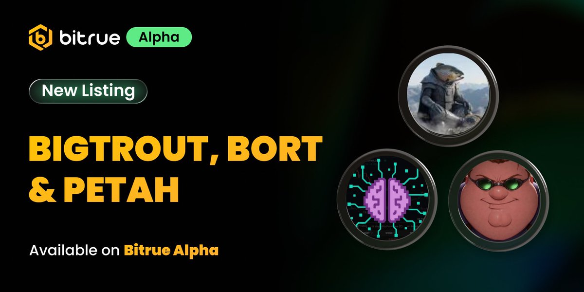 BitrueOfficial's tweet photo. ✨ NEW LISTINGS: $BIGTROUT, $BORT & $PETAH NOW LIVE on #Bitrue Alpha!
@BortOnBsc @Petahonsol_

Contract Addresses:
🔹 $BIGTROUT - EKwF2HD6X4rHHr4322EJeK9QBGkqhpHZQSanSUmWkecG
🔹 $BORT - 0x2A846AAaf896EF393cCb76398c1d96eA97374444
🔹 $PETAH - GDmSzyg3F3CqgusT4CcxhjaKKfaucN98L4EUePeqpump

👉 Details: https://t.co/7w0nTuNGa2
