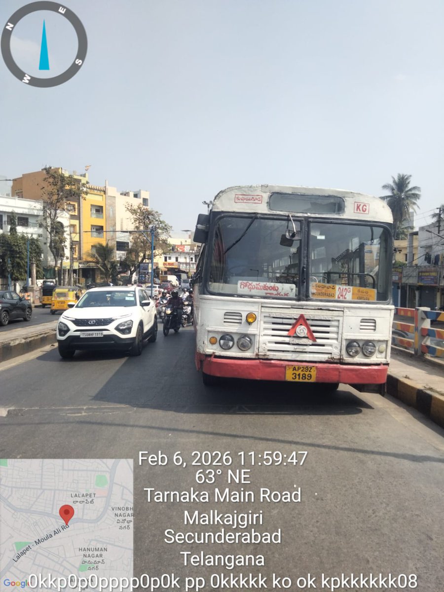 HYDTP's tweet photo. #HYDTPinfo
🚦 Traffic Alert 🚦
Due to an RTC bus tyre puncture at Lalapet Flyover, vehicular movement is currently slow in the surrounding area. Commuters are advised to proceed with caution and plan accordingly.
#BusBreakdown #TyrePuncture #TrafficUpdate #HyderabadTraffic #DriveSafe