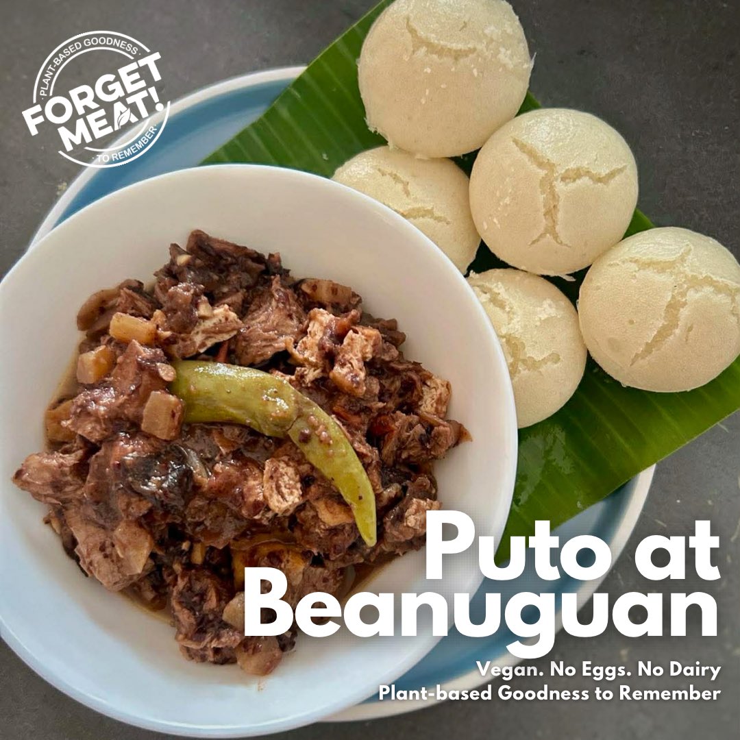forgetmeat's tweet photo. Soft, fluffy, and deeply comforting — our Puto at Beanuguan brings together two classics in one satisfying pairing. Freshly steamed puto paired with rich, savory beanuguan, made without any pork, or animal-derived ingredients.

#Vegan #VeganPH #VeganFood #Plantbased #Philippines https://t.co/TPK529w2QM