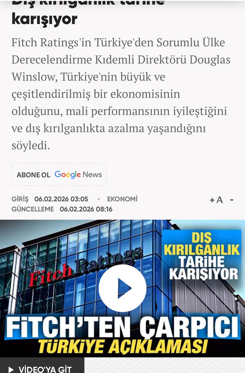 🟢#SONDAKİKA🟢
👉#Fitch Ratings'ten ezber bozan #Türkiye açıklaması; "Dış kırılganlık tarihe karışıyor"
#endeks #coin #btc #dow #dax #altıns1 #bist #iran #borsa #bilanço #tuprs #aksa #thyao #cimsa #enjsa #froto #akbnk #ykbnk #gold #fed #gram #altın #viop #aksen #akbnk #EKONOMİ