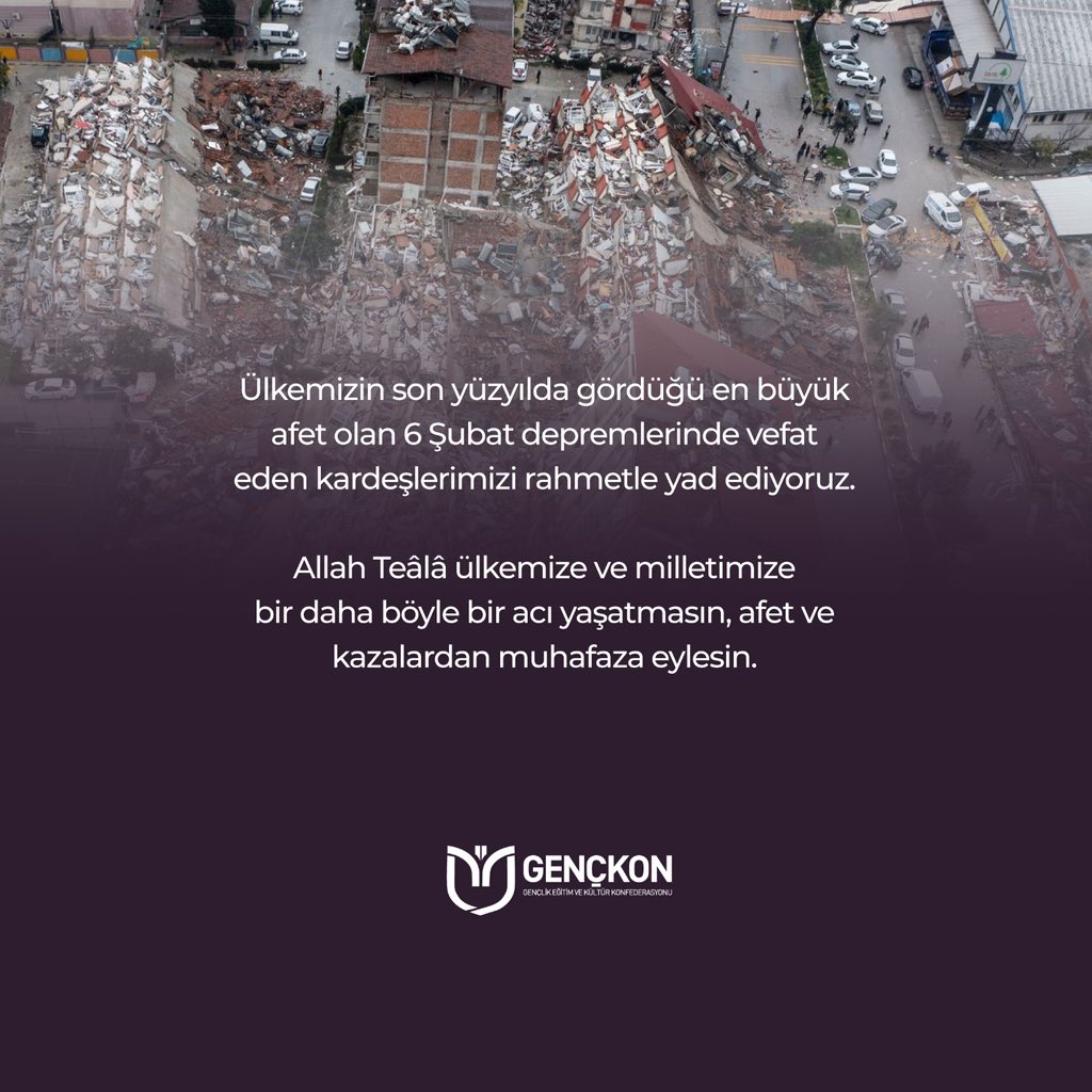 Ülkemizin son yüzyılında gördüğü en büyük afet olan 6 Şubat depremlerinde vefat eden kardeşlerimizi rahmetle yad ediyoruz.

#6Şubat