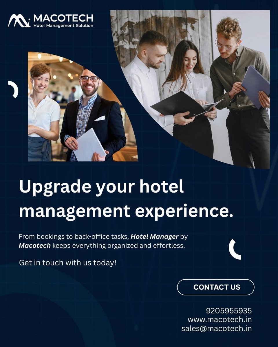 MacoTechLtd's tweet photo. Upgrade your hotel management experience with Hotel Manager by Macotech 🏨
Simplify workflows, improve efficiency, and focus on delivering exceptional guest experiences.
📞 Call us: 9205955935
🌐 Visit: https://t.co/guWYbFODpF
📧 Email: sales@macotech.in

#Macotech #HotelManager https://t.co/JCS96C6D0w