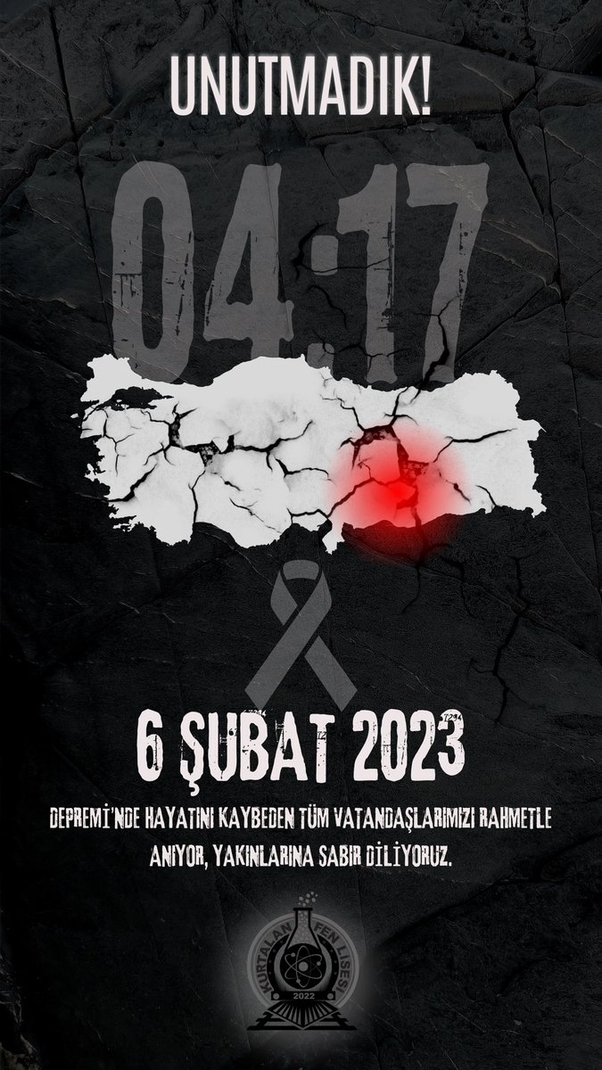 UNUTMADIK, UNUTMAYACAĞIZ!

Büyük felaketin üçüncü senesinde vefat eden tüm vatandaşlarımıza Allah’tan rahmet; geride kalanlara sabırlar diliyoruz.

#6Şubat2023

<a href="/saz_ilhan/">ilhan SAZ 🇹🇷</a> <a href="/faypol56/">Faysal POLAT</a> <a href="/KurtalanMem/">Kurtalan İlçe Milli Eğitim Müdürlüğü</a> 
<a href="/ferityavuz56/">Ferit Yavuz 🔻</a>