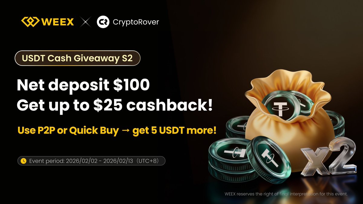 Deposit $100 to get up to $25 cashback on WEEX!       

Only with the link below. 👇
weex.com/events/promo/u…
