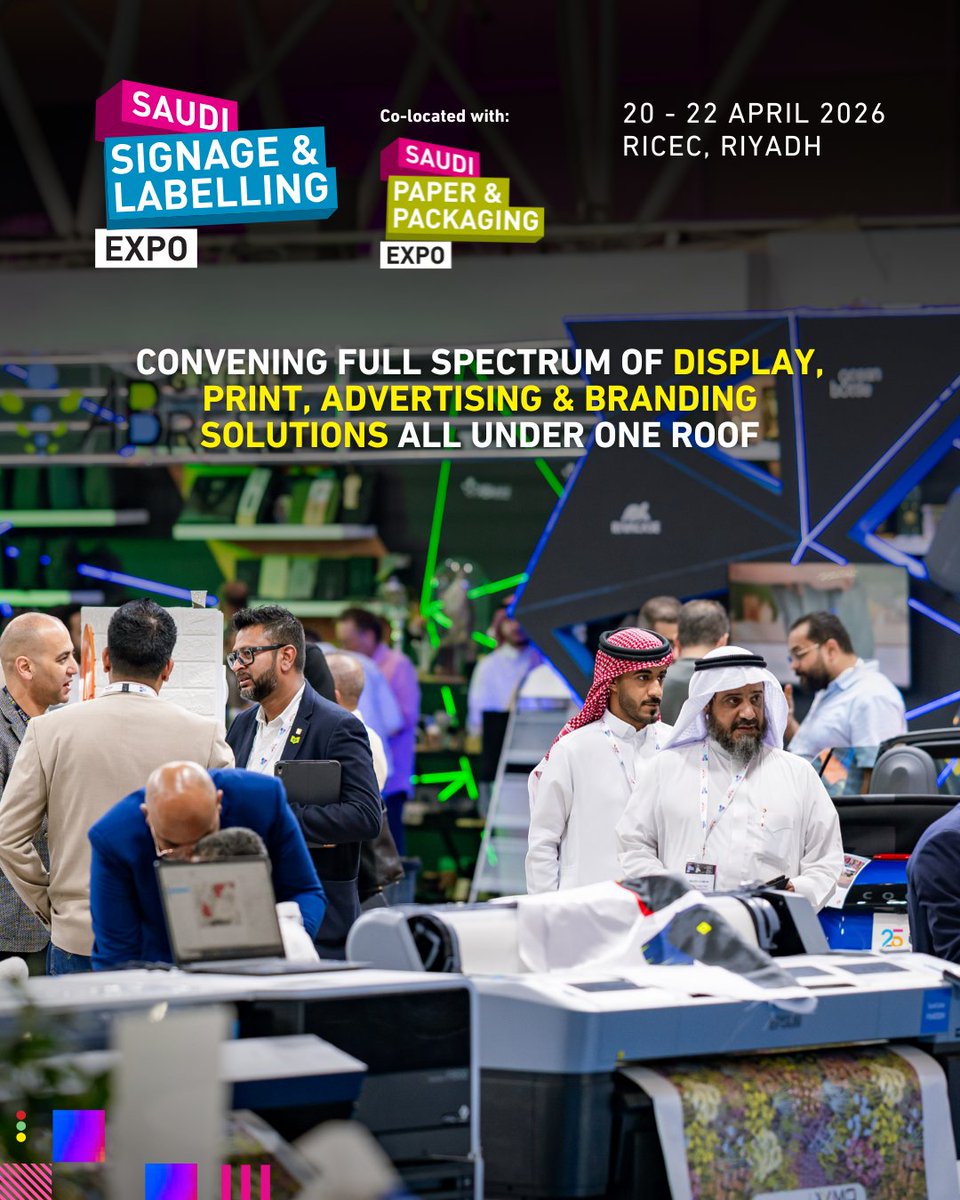 SaudiSignage's tweet photo. Whether you’re planning your next project or exploring new technologies, this is where the industry connects.

Join for three focused days of innovation, live demonstrations and meaningful business connections, all under one roof.

Register your interest now: https://t.co/x36sBRLm8p

#SaudiSignage #SaudiPrint #Labelling #DigitalSignage