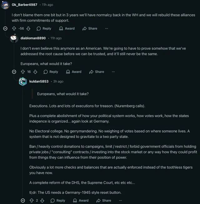 reddit_lies's tweet image. "The only way America can prove that it's worthy of Europe is if it kills swarms of Americans as an apology for Trump."