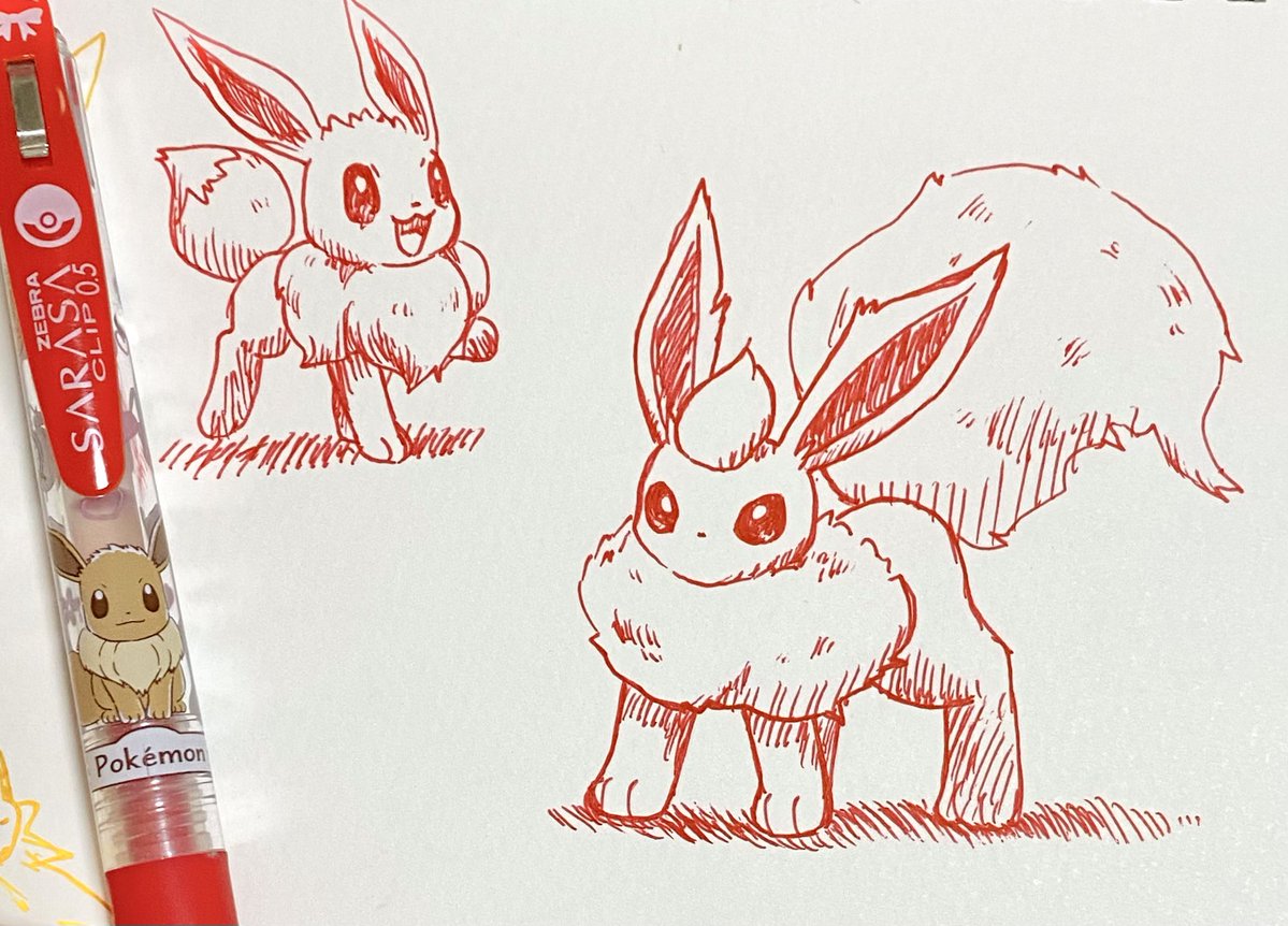 イーブイのボールペンでイーブイとブースターを