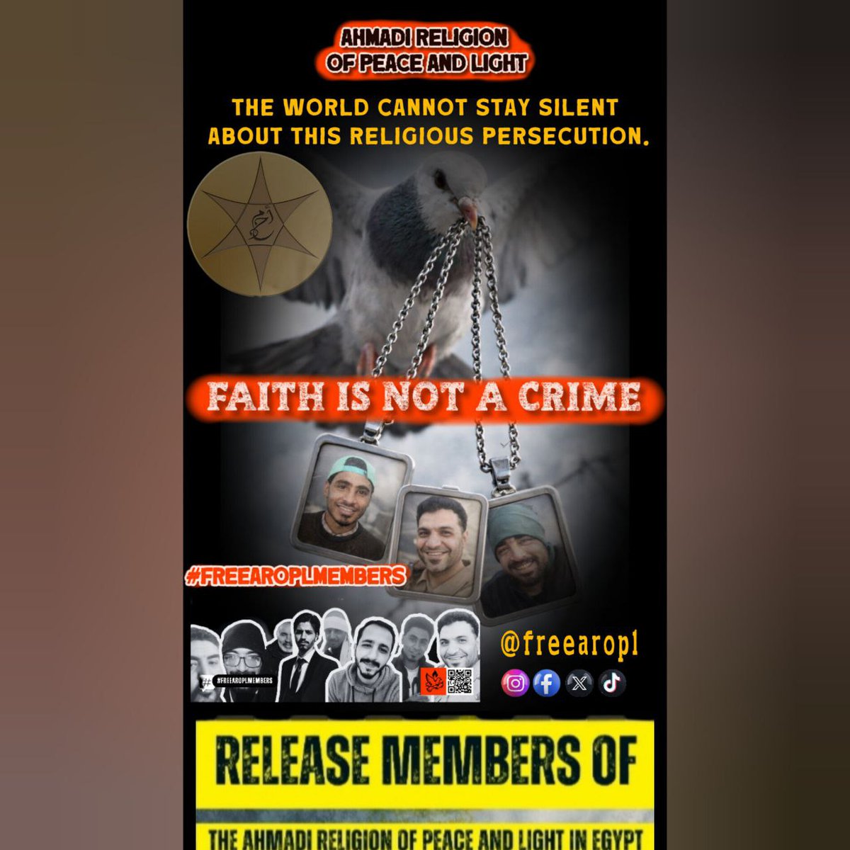در مصر، ممکن است سال‌ها بدون محاکمه زندانی شوید. این واقعیت ناعادلانهٔ اقلیت تحت آزارِ دین صلح و نور احمدی است.
#FreeAROPLMembers
amnesty.org/en/documents/M…
freeahmadis.com
<a href="/EgyptDarAlIfta/">دار الإفتاء المصرية 🇪🇬</a>
