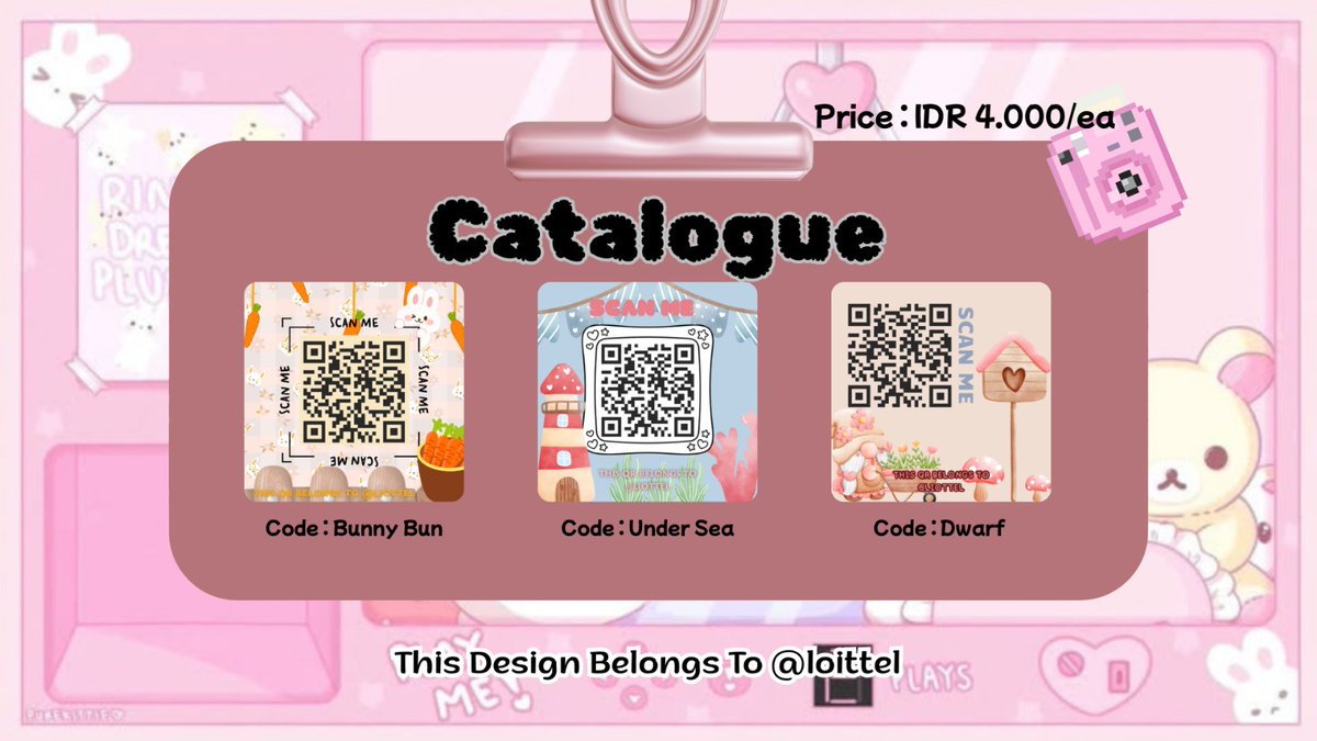 loittel's tweet image. ˖ ࣪ ⊹  ( help rt plcc )  .ᐟ ୨୧

aku membawa katalog qr deco sama leot nih! harga cumang 4k &amp;amp; 6.500 ajaa!

siap jemput &amp;amp; ospek! 

yuk jajank! 

t. #zonauang