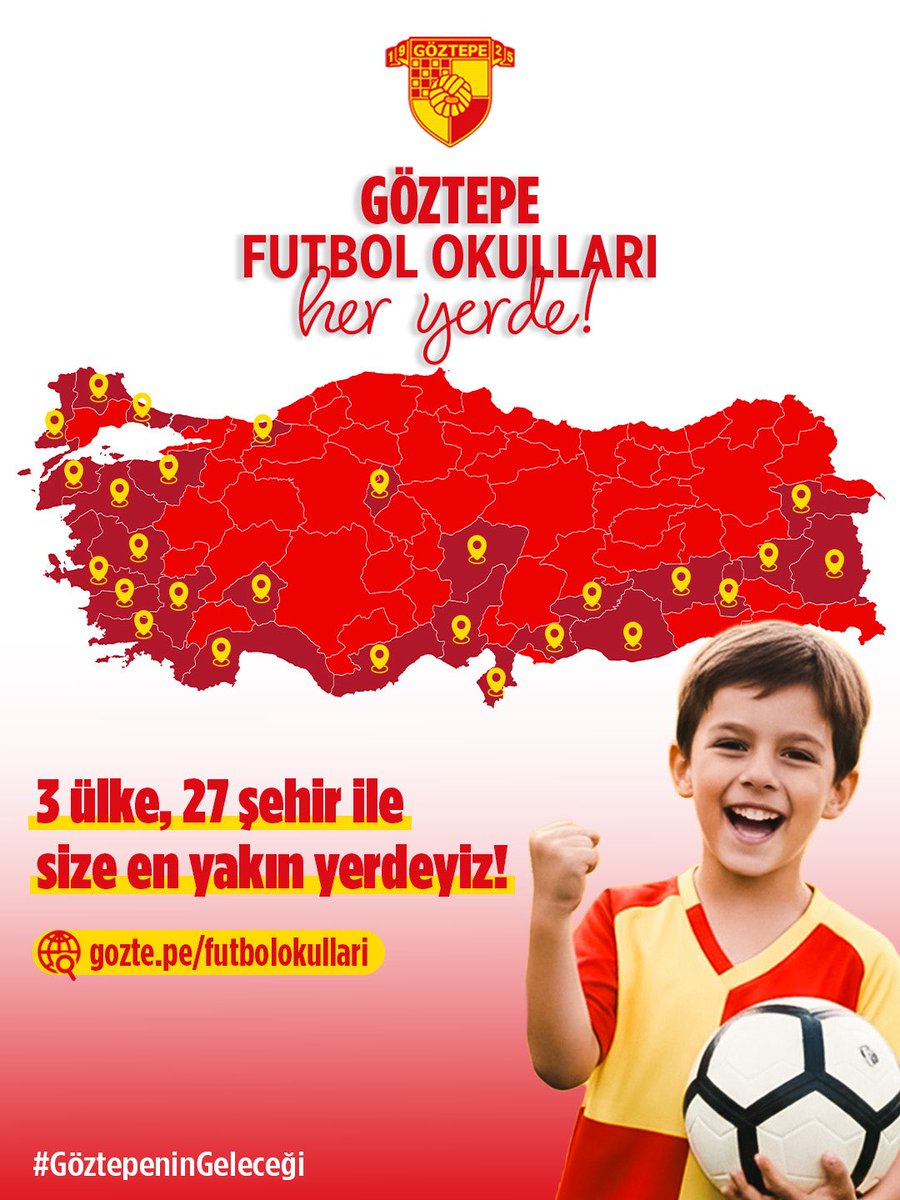 Haftanın okulları 🟡🔴

3 ülke, 27 şehir ile Göztepe Futbol Okulları size en yakın noktada.📍

#GöztepeFutbolOkulları #GöztepeninGeleceği