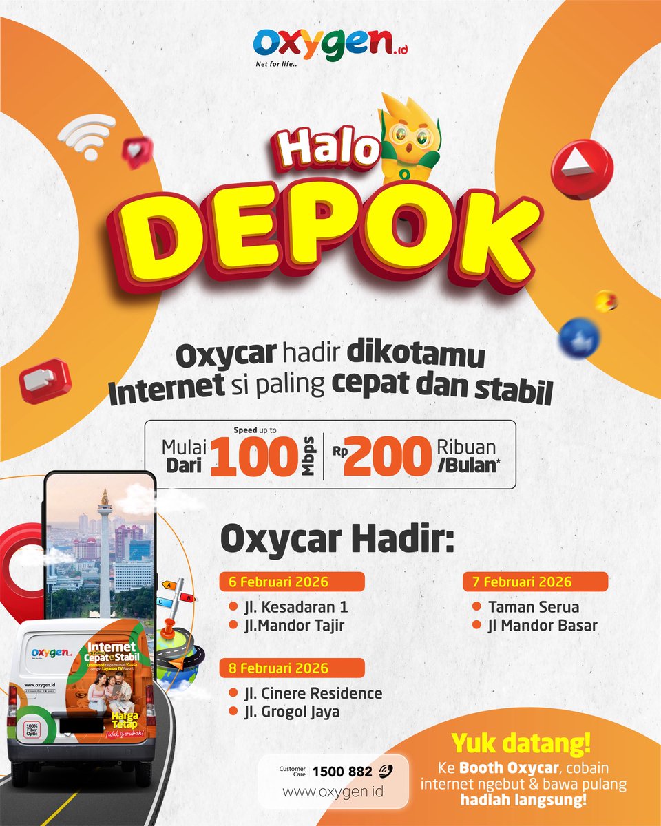 oxygenidhome's tweet image. Hai #Bogor #Depok , #Bekasi &amp;amp; #Tangerang! 👋

Yuk merapat, jangan sampai ketinggalan keseruannya! 🙌

Kalo ga percaya, langsung hubungi kami di:
☎️ 1500 882
📱 0887 5675 678
💻 Oxygen.id

#Oxygenid
#NetForLife
#InternetUnlimited
