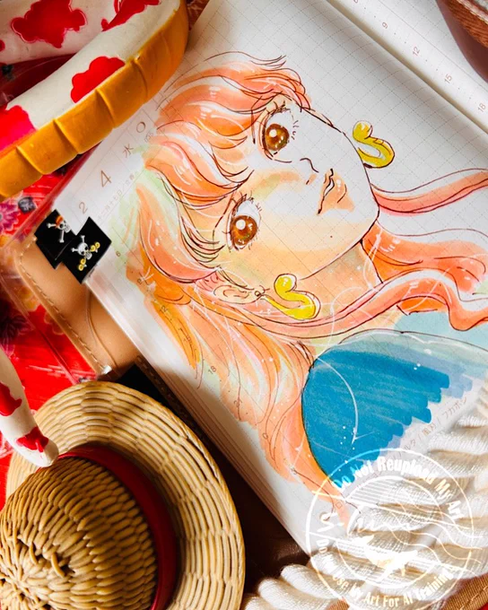 おまけで2月初旬のバースデーガールズ オルビアさん グロリオーサ ビビちゃん ロビンちゃんのお顔の上には描けなくて、オルビアさんはとなりのページに描いちゃった #ほぼ日手帳