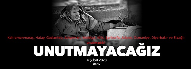 Kahramanmaraş, Hatay, Gaziantep, Adıyaman, Malatya, Kilis, Şanlıurfa, Adana, Osmaniye, Diyarbakır ve Elazığ'ı unutmadık ve unutmayacağız! #6subat2023 
Yaklaşan Deprem Haftasını (1-7 Mart) hatırla, önlemini al!
