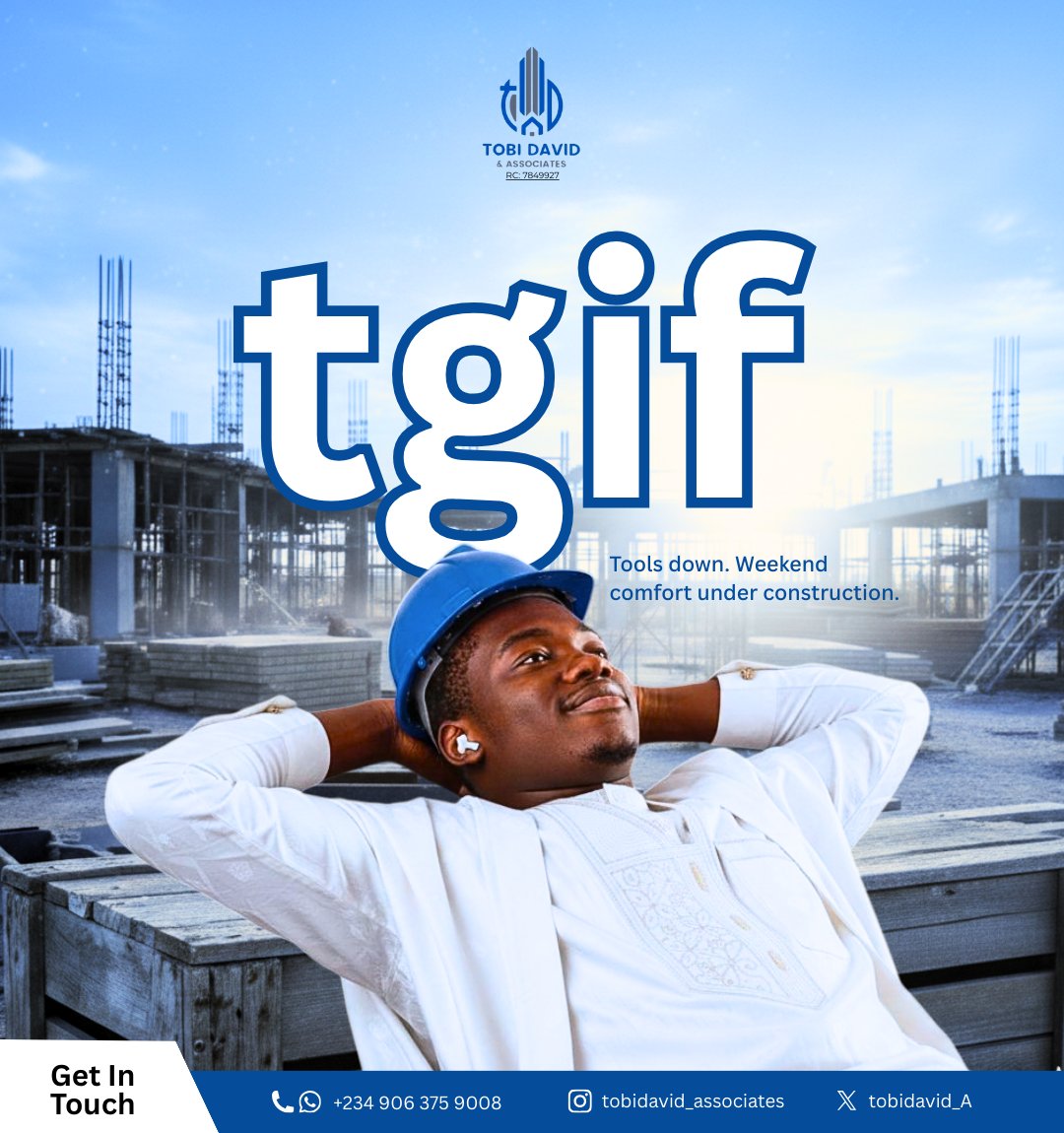 TobiDavid_A's tweet photo. @instablog9ja Tools down, excellence continues. Happy weekend from Tobi David &amp; Associates. https://t.co/39XdaFubBr