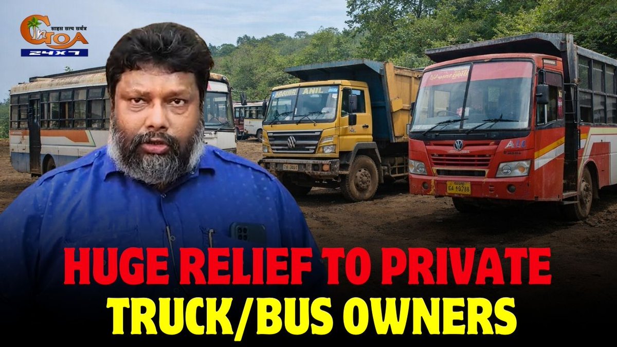 InGoa24x7's tweet image. Huge relief to Private truck/bus Owners. Private vehicles will now have to pay only a one time fine of Rs 1000
WATCH:  youtu.be/cTyJaynbRsY

#Goa #Goanews #Relief #Truck #bus #owners