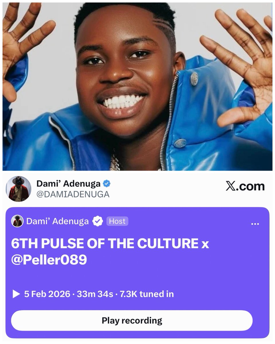 Peller pulled 7.3k people to X space last night in the 6th edition of Pulse of Culture.
Peller the big name