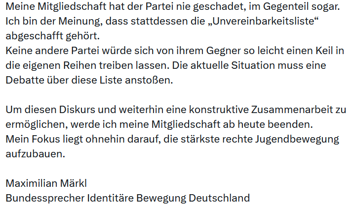 IbDoku's tweet image. Und genau so kommt es nun. Die Identitäre BEwegung zwingt der #AfD ein Bündnis auf, indem sie die Unvereinbarkeitsliste ad absurdum führt. Freunde des #AfDVerbot können das nur gut finden.