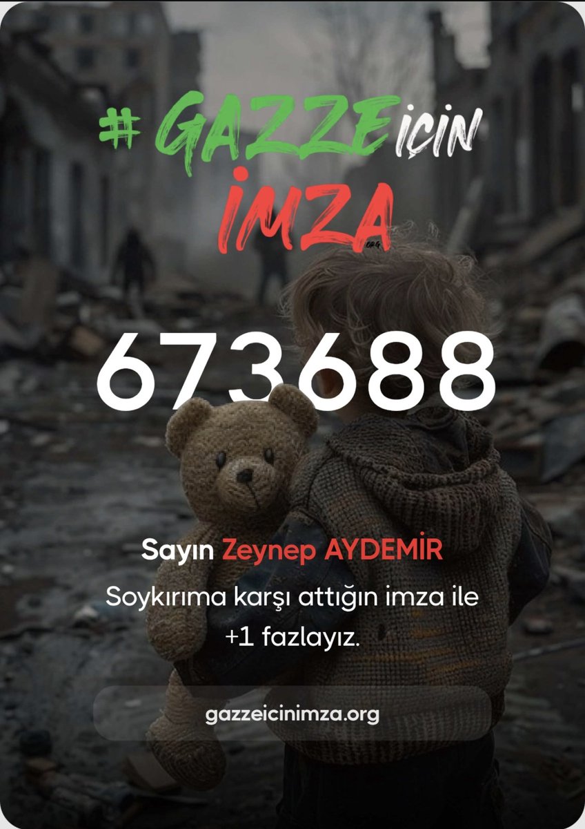 Gazze’yi Unutma/Unutturma!

Gazze’nin yanındaysan, #Gazzeİçinİmza at.
Sosyal medyada duyur, davet ile imza kampanyasını büyüt.

Seninle +1 fazlayız.

  ✒️ gazzeicinimza.org