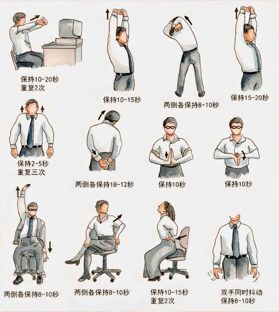 HotmailfromSH's tweet image. 「健康科普：日常拉伸 上班族办公室运动图鉴 ​」
