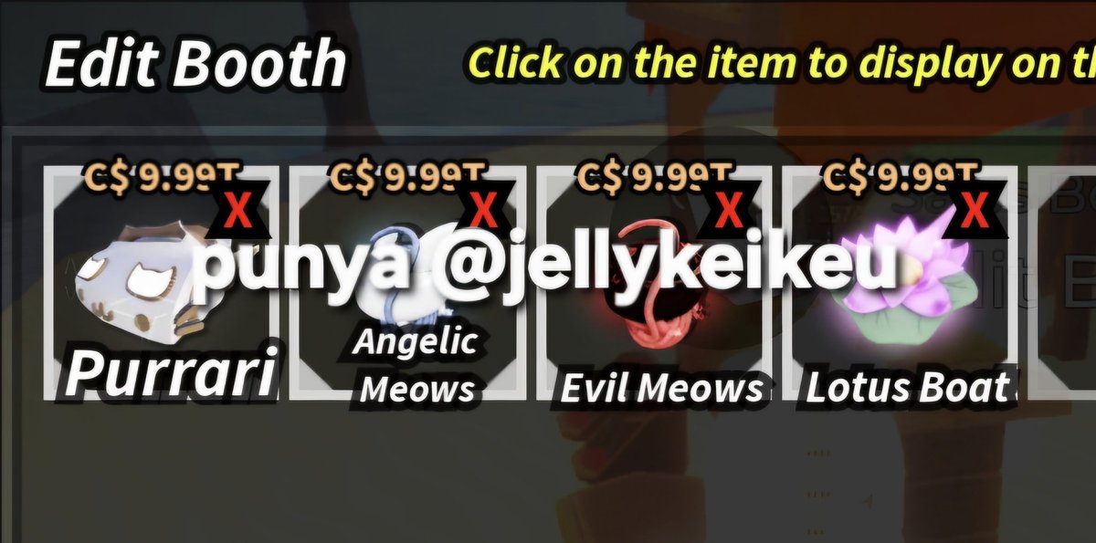 jellykeikeu's tweet image. (help retweet)

hi! krna uda pnya meowmobile, aku mau lepas boat yang lain:

~ purrari 80k
~ angelic meows 25k
~ evil meows 25k
~ lotus boat 18k

♡ every purchase got BONUS random bobber 
♡ take &amp;gt; 1, discount!
♡ dm / hit me on discord: catloafsss

t. roblox. fisch. wts. jual.