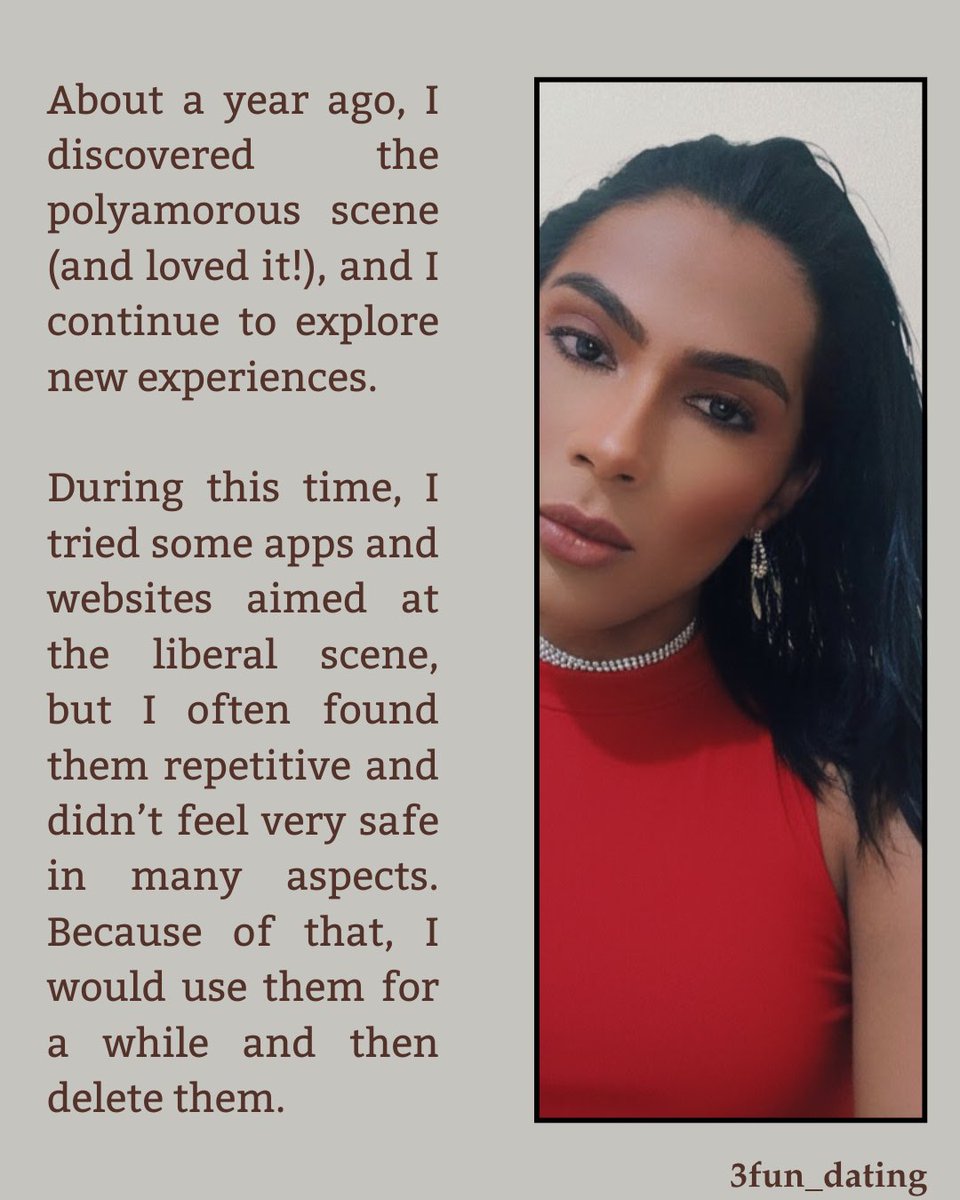 3fun_app's tweet image. Luara is a 32-year-old trans woman from Maranhão, now living in São Paulo. While exploring polyamory, she tried different liberal apps—but many didn’t feel safe or welcoming. 💬 Read her story to see why she chose 3Fun to explore polyamory. #3fun  #poly  #lifestyle  #polyamory