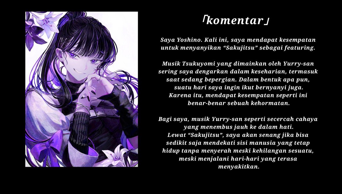 Pan_san256's tweet photo. Terjemahan bahasa Indonesia komentar dari Yoshino-san.
#月詠み #SessionStory #吉乃 https://t.co/Y9OB8ofcVa