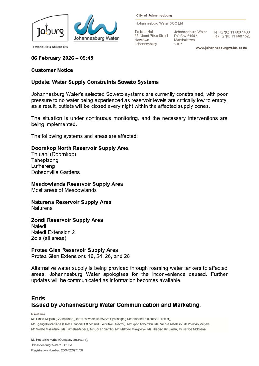 Johannesburg Water tweet media