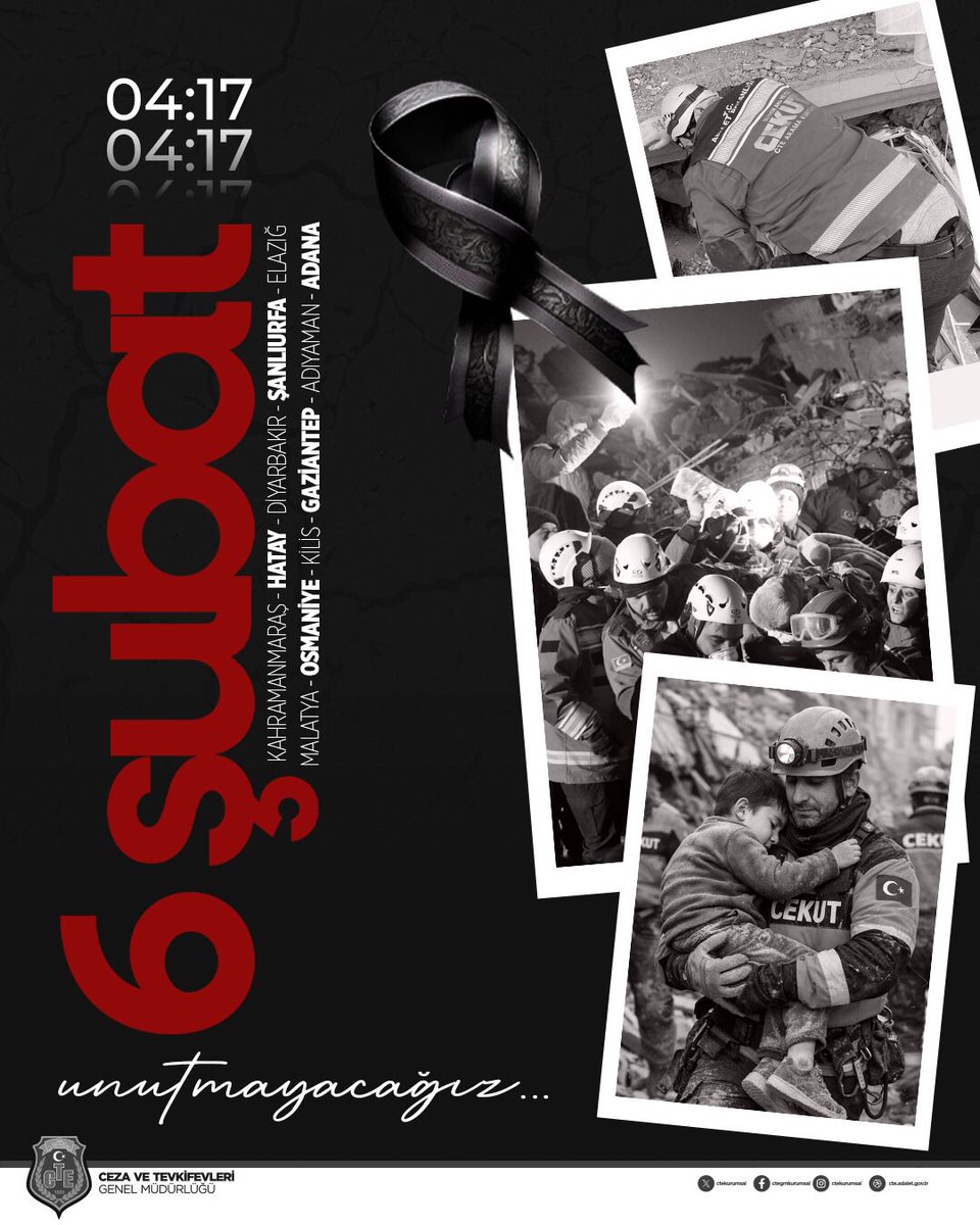 04.17…

Acımız hâlâ ilk günkü gibi taze, hüznümüz hâlâ ilk günkü kadar derin…

Asrın felaketi olarak hafızalarımıza kazınan 6 Şubat depremlerinin yıl dönümünde; hayatını kaybeden personelimiz ile vatandaşlarımızı rahmetle, saygıyla ve dualarla anıyoruz.

#6Şubat2023 #Unutmadık